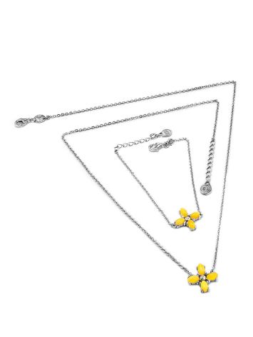 Refined Cross Motif Amber Pendant Necklace The Supreme, Length: 49, image , picture 3