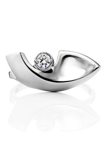 Futuristic Design Silver Crystal Ring, Ring Size: 7 / 17.5, image , picture 3