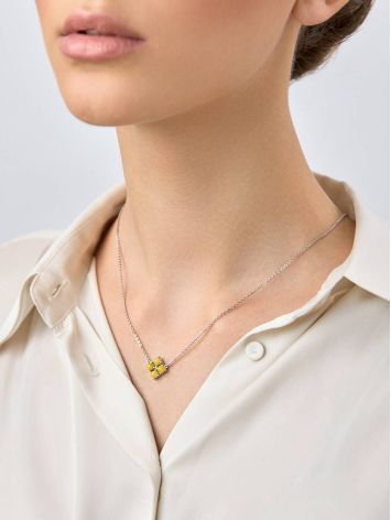 Simplistic Design Silver Amber Necklace The Supreme, Length: 46, image , picture 3