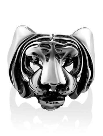 Bold Tiger Motif Silver Men's Ring, Ring Size: 12 / 21.5, image , picture 3