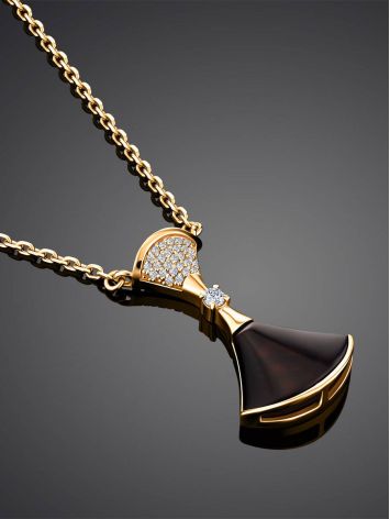 Flamboyant Design Gilded Silver Amber Necklace, Length: 50, image , picture 2