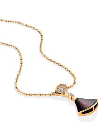 Flamboyant Design Gilded Silver Amber Necklace, Length: 50, image , picture 3