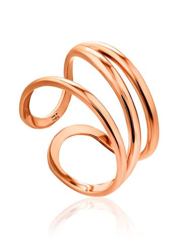 Triple Band Rose Plated Silver Ring The ICONIC, Ring Size: Adjustable, image 