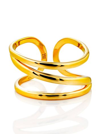 Bright Gilded Silver Triple Band Ring The ICONIC, Ring Size: Adjustable, image , picture 3