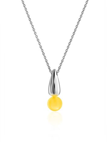 Chic Silver Amber Pendant Necklace The Palazzo, image 