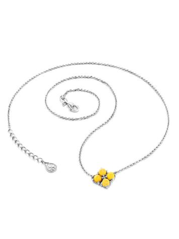 Simplistic Design Silver Amber Necklace The Supreme, Length: 46, image , picture 4