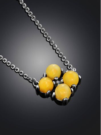 Simplistic Design Silver Amber Necklace The Supreme, Length: 46, image , picture 2