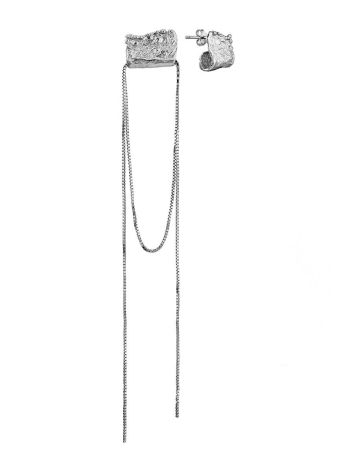 Asymmetric Silver Stud Earrings The Liquid, image 