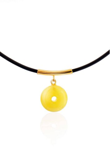 Stylish Natural Amber Pendant Necklace, Length: 40, image 