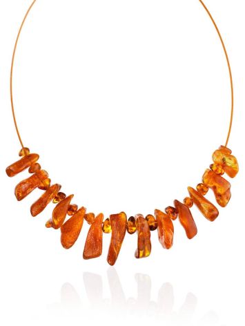 Ethnic Style Cognac Tone Amber Necklace, Length: 40, image 
