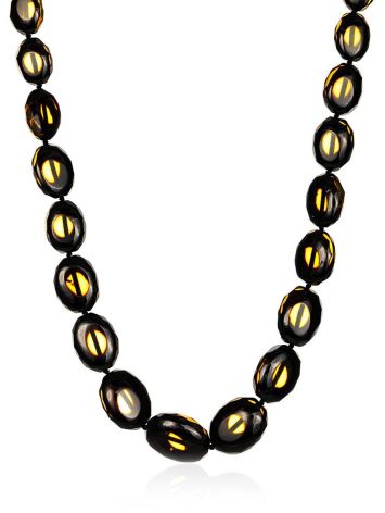 Luminous Faceted Green Amber Necklace, Length: 42, image 