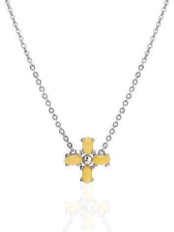 Refined Cross Motif Amber Pendant Necklace The Supreme, Length: 49, image 
