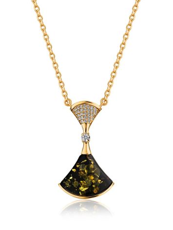 Amazing Green Amber Pendant Necklace, Length: 50, image 