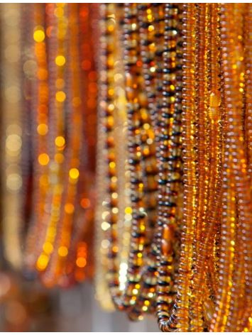 Iridescent Amber Beaded Necklace, Length: 44, image , picture 3