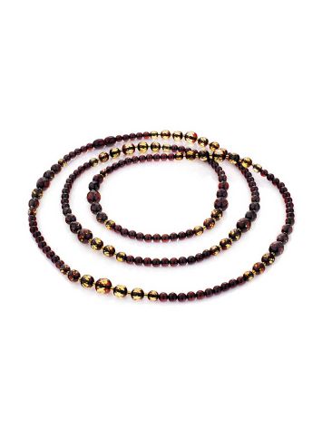 Ultra Long Faceted Amber Beaded Necklace, Length: 110, image , picture 3