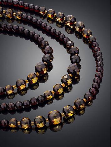 Ultra Long Faceted Amber Beaded Necklace, Length: 110, image , picture 2