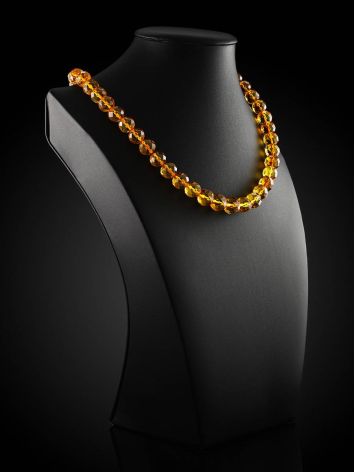 Glistening Faceted Amber Beaded Necklace, Length: 51, image , picture 2