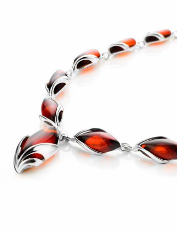 Classic Design Silver Amber Necklace, Length: 46, image , picture 3