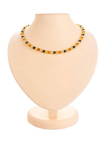 Multicolor Amber Beaded Necklace, Length: 43, image 