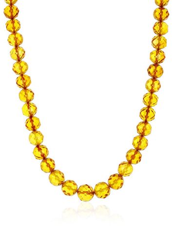 Glistening Faceted Amber Beaded Necklace, Length: 51, image 