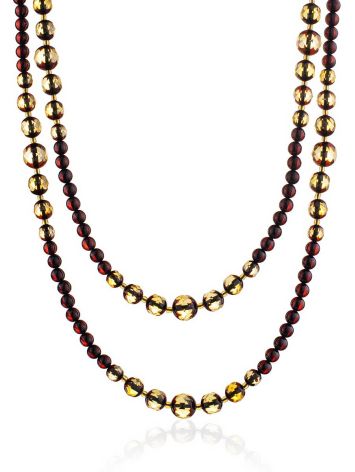 Ultra Long Faceted Amber Beaded Necklace, Length: 110, image 