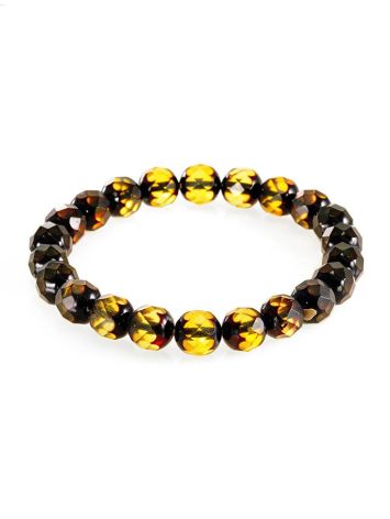 Faceted Green Amber Beaded Bracelet, Length: 17, image 
