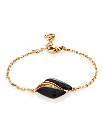 Chic Gilded Silver Amber Chain Bracelet, Length: 15, image 