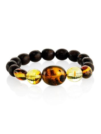 Ethnic Style Black Amber Beaded Bracelet The Cuba, Length: 17, image 