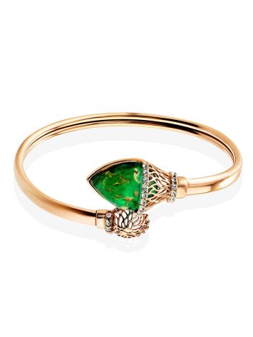 Gorgeous Gilded Silver Amber Bangle Bracelet, image 