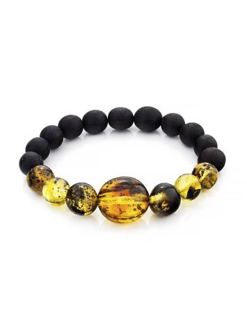 Safari Style Ebony Wood Amber Bracelet The Cuba, Length: 16, image 