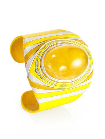 Colorful Leather Amber Cuff Bracelet The Nefertiti, image 