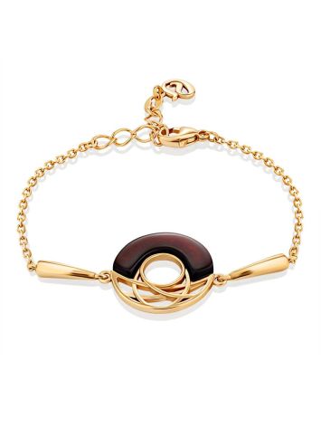 Stylish Gilded Silver Amber Chain Bracelet, Length: 16, image 
