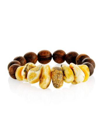 Ethnic Style Wood Amber Bracelet The Cuba, Length: 16, image 