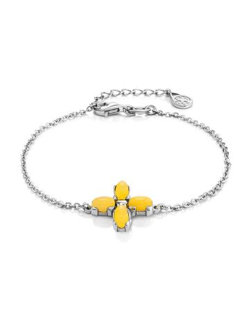 Cross Motif Silver Amber Chain Bracelet The Supreme, Length: 16, image 