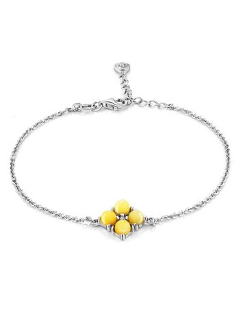 Refined Silver Amber Chain Bracelet, Length: 16, image 