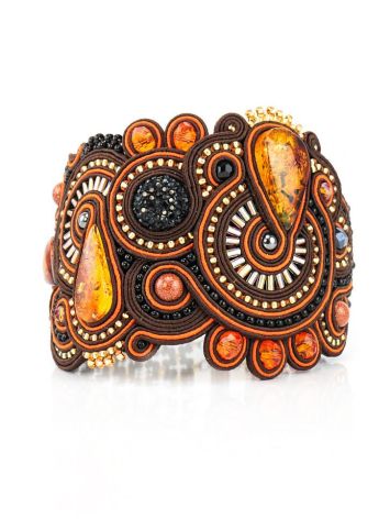 Designer Leather Amber Braided Bracelet The India, image 