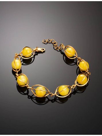 Gold Plated Bracelet With Honey Amber The Algeria, image , picture 2