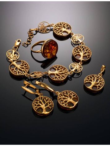 The Tree Of Life Bracelet Made in Amber And Gold-Plated Silver, image , picture 4