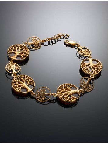 The Tree Of Life Bracelet Made in Amber And Gold-Plated Silver, image , picture 2