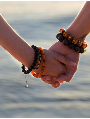 Unisex Black Amber Beaded Bracelet The Cuba, image , picture 2
