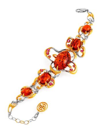 Gold Plated Bracelet With Cognac Amber And Crystals The Pompadour, image , picture 4