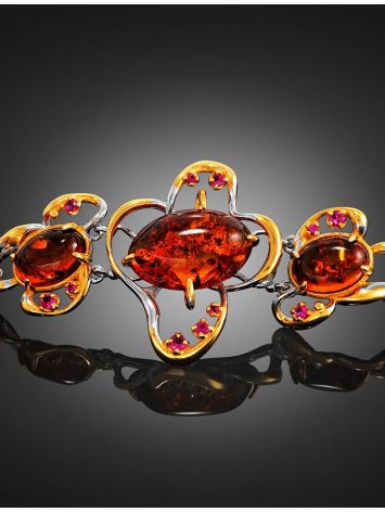 Gold Plated Bracelet With Cognac Amber And Crystals The Pompadour, image , picture 2