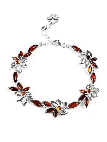 Floral Silver Bracelet With Cognac Amber The Verbena, image , picture 5