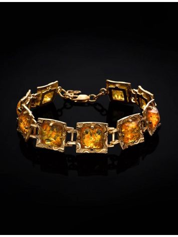 Geometric Amber Bracelet In Gold Plated Silver The Hermitage, image , picture 2