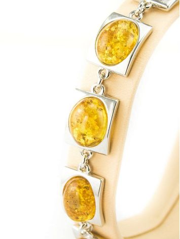 Silver Link Bracelet With Lemon Amber The Saturn, image , picture 4
