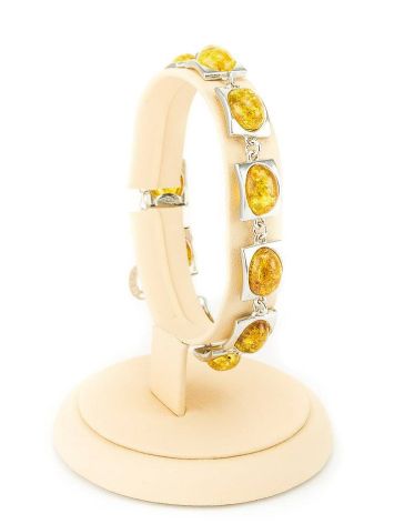 Silver Link Bracelet With Lemon Amber The Saturn, image , picture 6