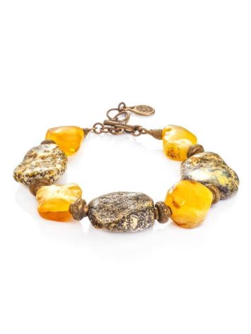 Raw Amber Bracelet With Brass Beads The Indonesia, image 