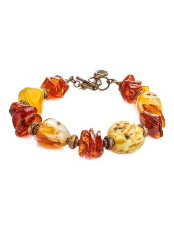 Multicolor Amber Bracelet With Brass Beads The Indonesia, image 