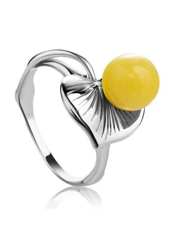 Honey Amber Ring In Sterling Silver The Kalina, Ring Size: 11.5 / 21, image 