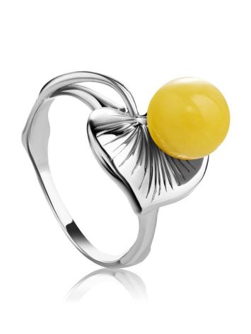 Honey Amber Ring In Sterling Silver The Kalina, Ring Size: 13 / 22, image 